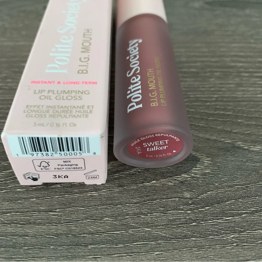 Polite Society B.I.G. Mouth Lip Plumping Oil Gloss Sweet Talker Pink Nude
